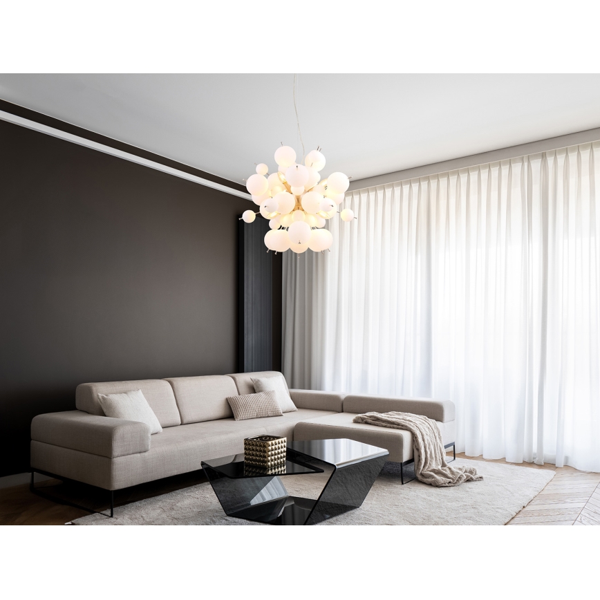 Globo - Lestenec na vrvici 6xE14/25W/230V pr. 55 cm bela
