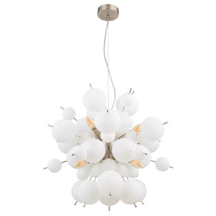 Globo - Lestenec na vrvici 6xE14/25W/230V pr. 55 cm bela