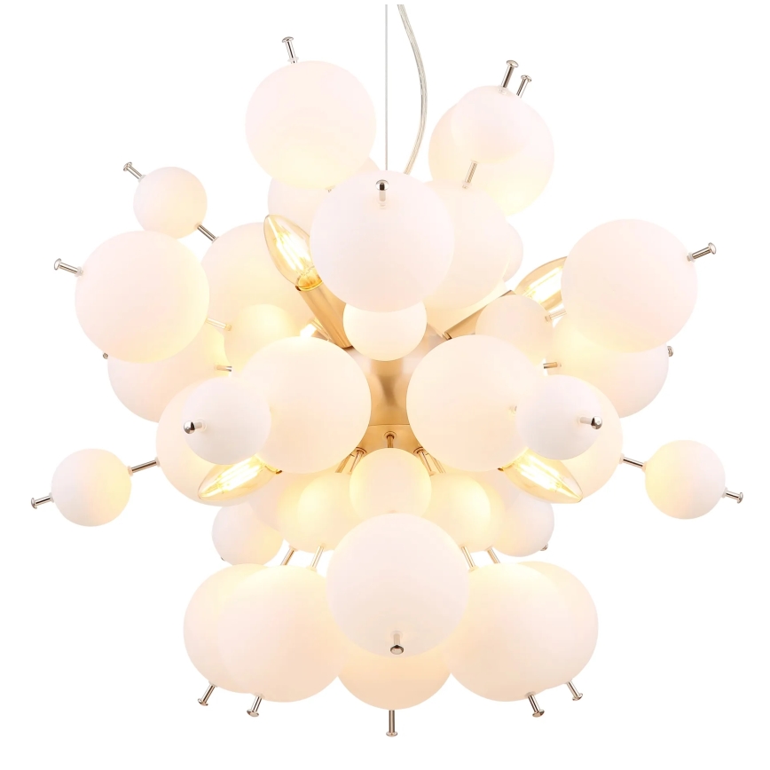 Globo - Lestenec na vrvici 6xE14/25W/230V pr. 55 cm bela