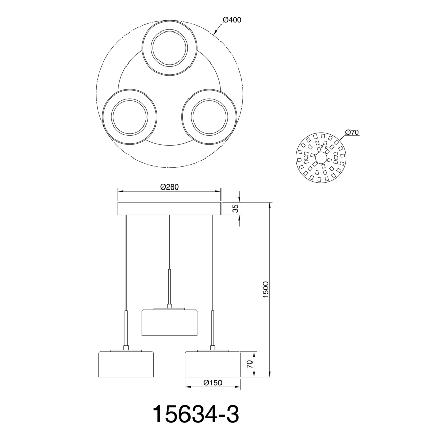 Globo - LED Lestenec na vrvici 3xLED/8W/230V