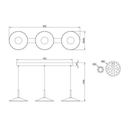 Globo - LED lestenec na kablu LED/24W/230V 4000K črn