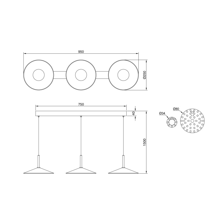 Globo - LED lestenec na kablu LED/24W/230V 4000K črn
