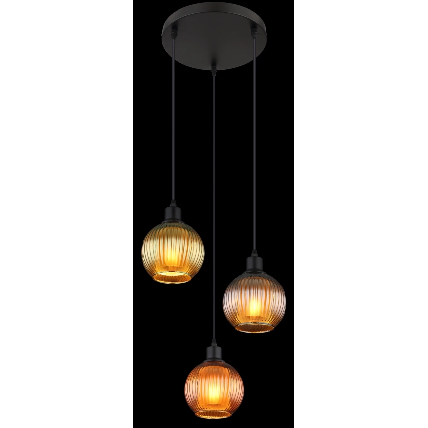 Globo - Lestenec na vrvici 3xE27/25W/230V pr. 36 cm baker/zelena/modra