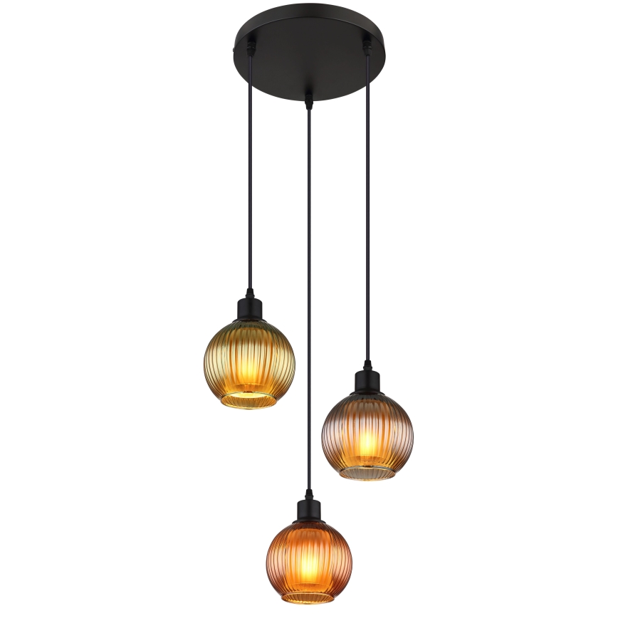Globo - Lestenec na vrvici 3xE27/25W/230V pr. 36 cm baker/zelena/modra