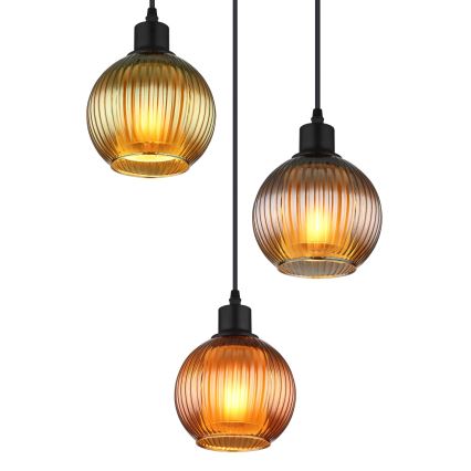 Globo - Lestenec na vrvici 3xE27/25W/230V pr. 36 cm baker/zelena/modra