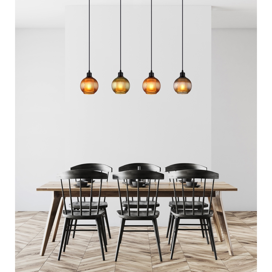 Globo - Lestenec na vrvici 4xE27/25W/230V baker/zelena/modra