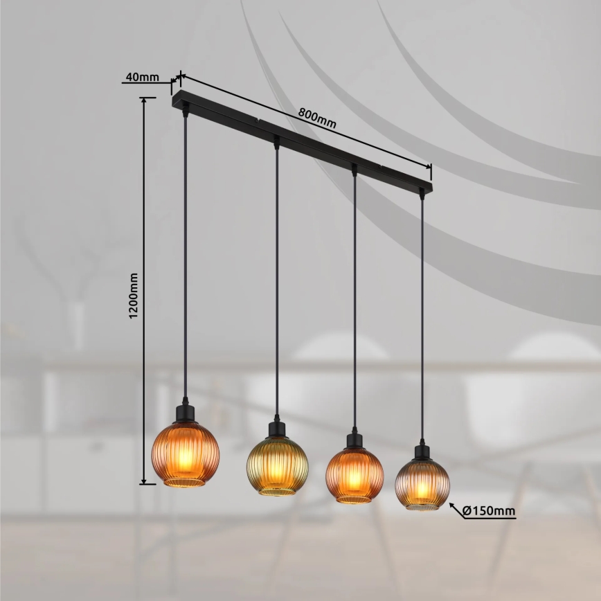 Globo - Lestenec na vrvici 4xE27/25W/230V baker/zelena/modra
