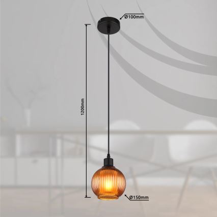 Globo - Lestenec na vrvici 1xE27/25W/230V pr. 15 cm baker