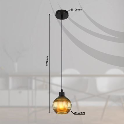 Globo - Lestenec na vrvici 1xE27/25W/230V pr. 15 cm zelena