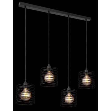 Globo 15640-4H - Viseči lestenec TILLY na kablu 4xE27/60W/230V, črn