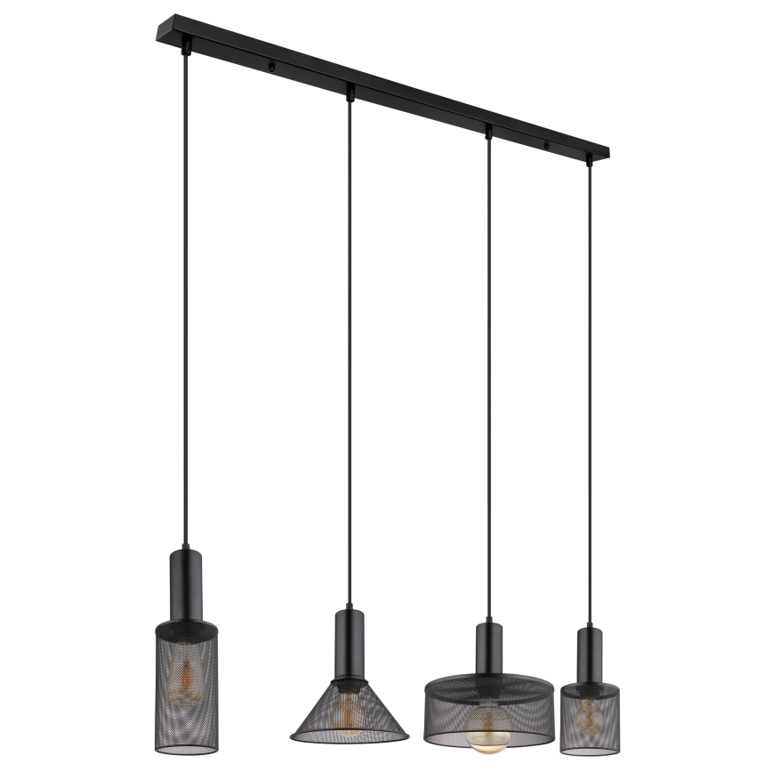 Globo - Lestenec na vrvici 4xE27/60W/230V črna