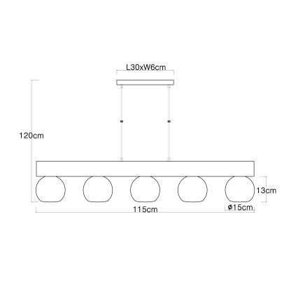 Globo - Lestenec na vrvici 5xE27/40W/230V