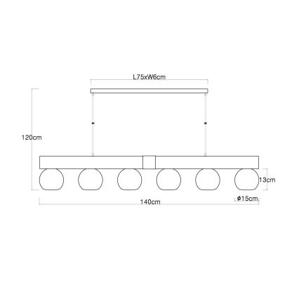 Globo - Lestenec na kablu 6xE27/40W/230V