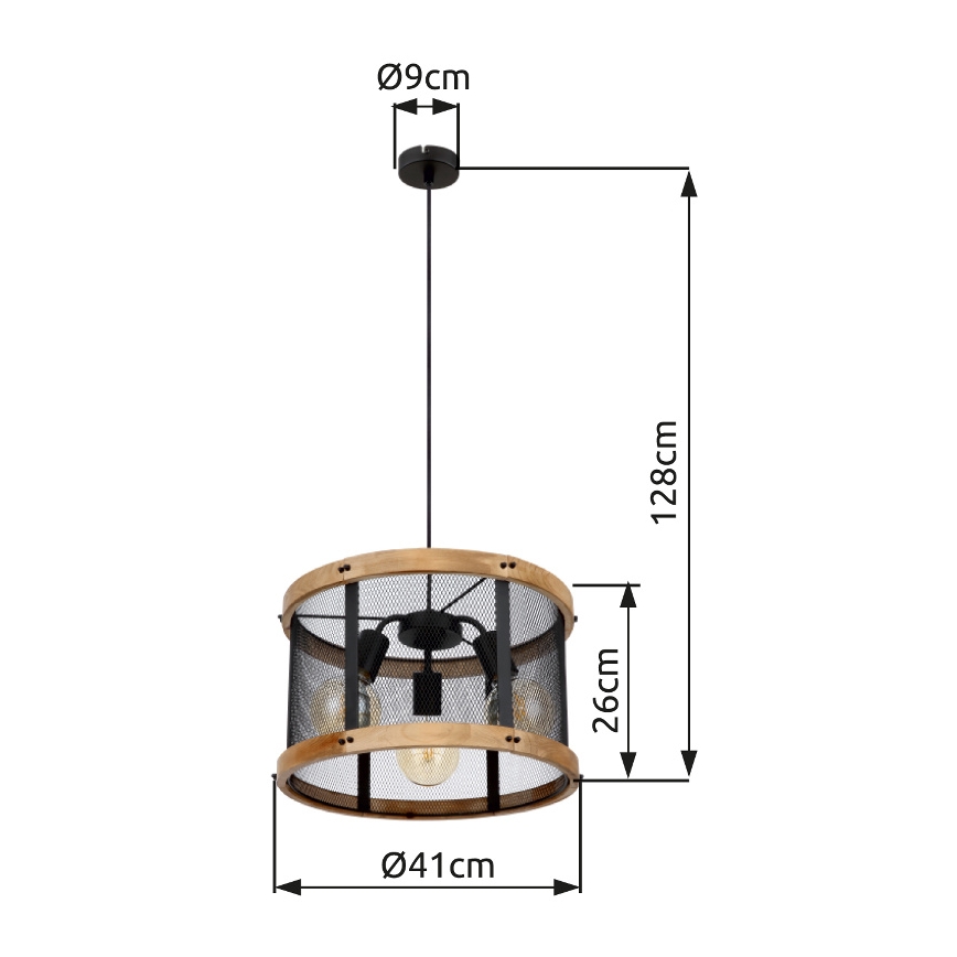 Globo - Lestenec na vrvici 3xE27/40W/230V pr. 40 cm