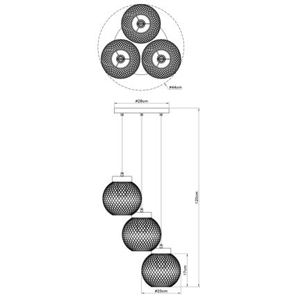 Globo - Lestenec na vrvici 3xE27/60W/230V