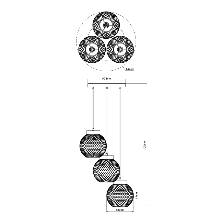 Globo - Lestenec na vrvici 3xE27/60W/230V