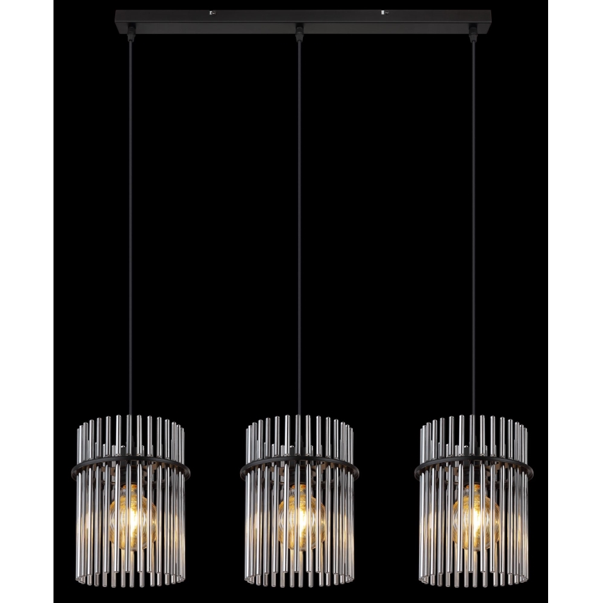 Globo - Lestenec na vrvici 3xE27/60W/230V črna