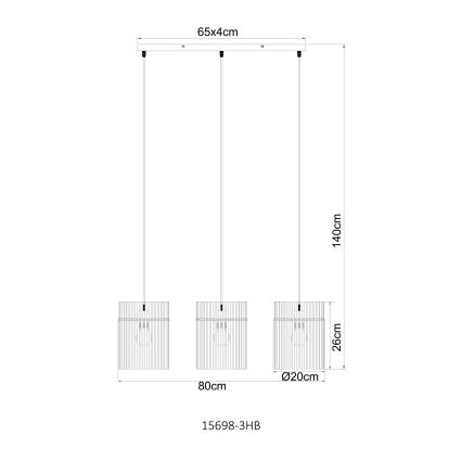 Globo - Zavesni lestenec na kablu 3xE27/60W/230V