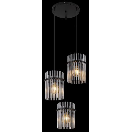 Globo - Lestenec na vrvici 3xE27/60W/230V pr. 47 cm črna