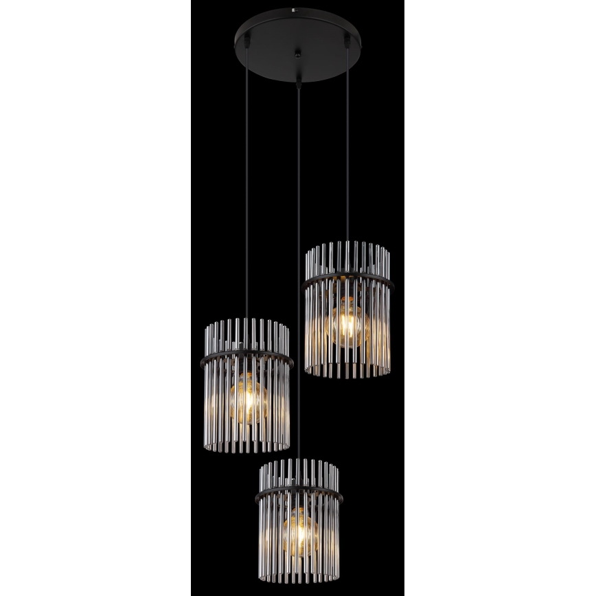 Globo - Lestenec na vrvici 3xE27/60W/230V pr. 47 cm črna
