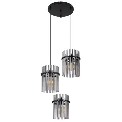 Globo - Lestenec na vrvici 3xE27/60W/230V pr. 47 cm črna