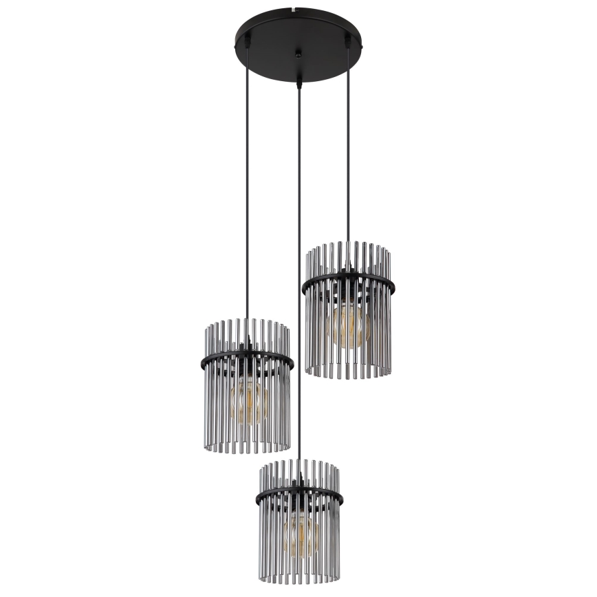 Globo - Lestenec na vrvici 3xE27/60W/230V pr. 47 cm črna