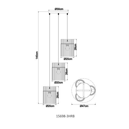 Globo - viseči lestenec na kablu 3xE27/60W/230V