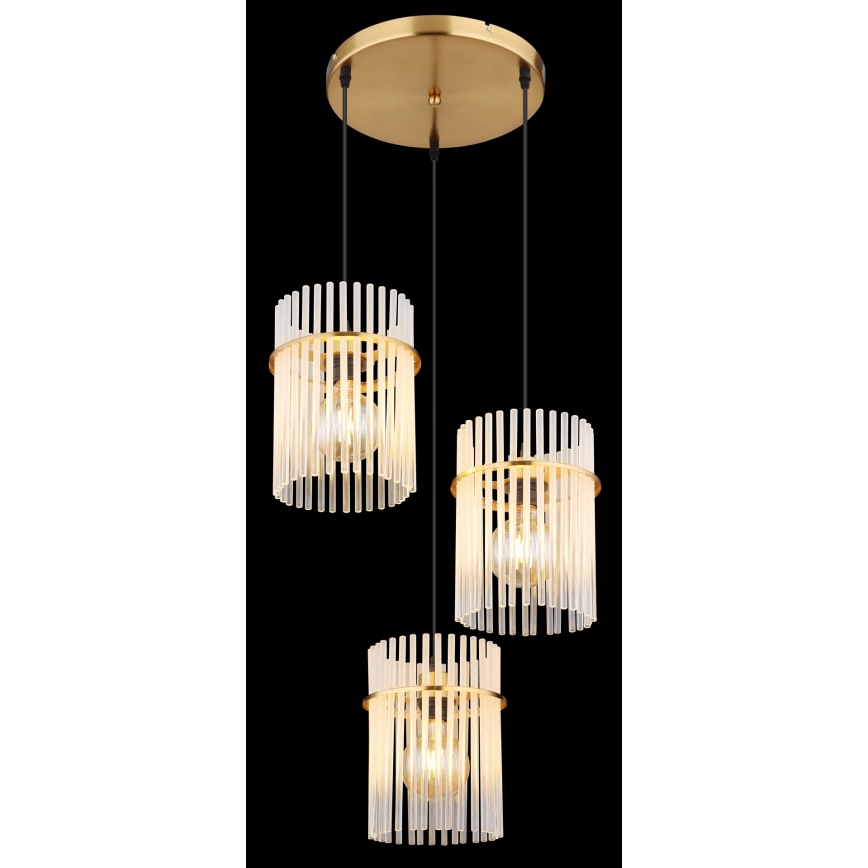 Globo - Lestenec na vrvici 3xE27/60W/230V pr. 47 cm zlata