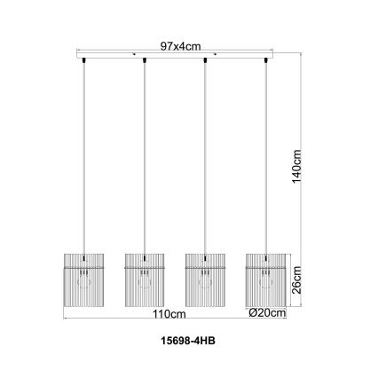 Globo - Viseči lestenec na kabel 4xE27/60W/230V