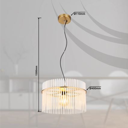 Globo - Lestenec na vrvici 1xE27/60W/230V pr. 40 cm zlata