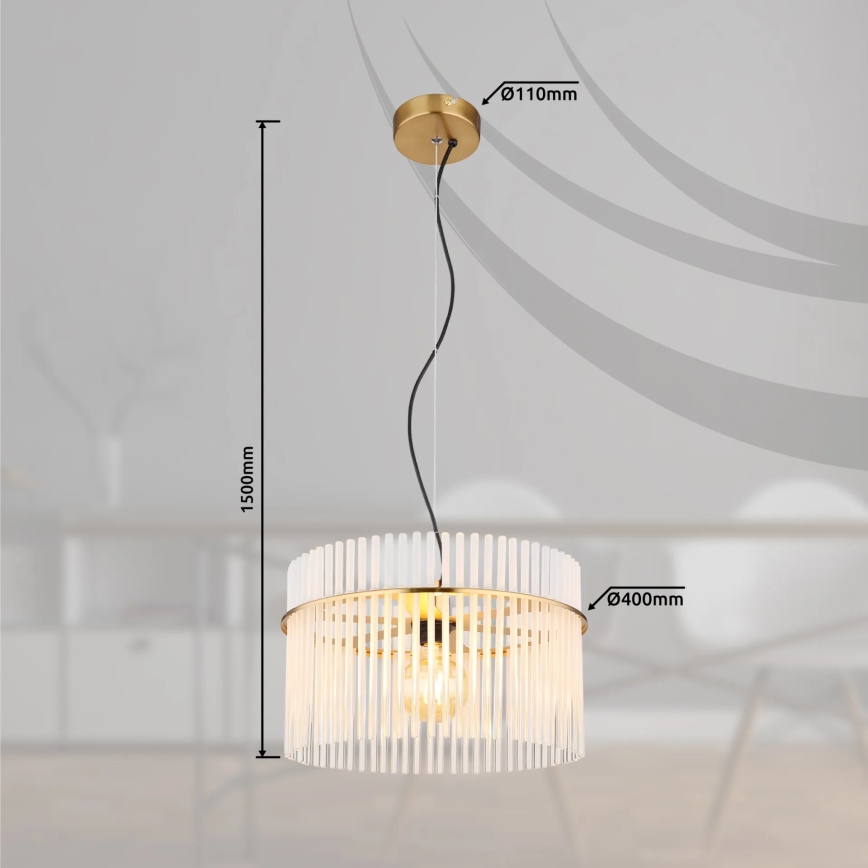 Globo - Lestenec na vrvici 1xE27/60W/230V pr. 40 cm zlata
