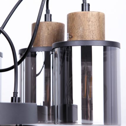 Globo - Lestenec na vrvici 3xE27/15W/230V pr. 27 cm hrast