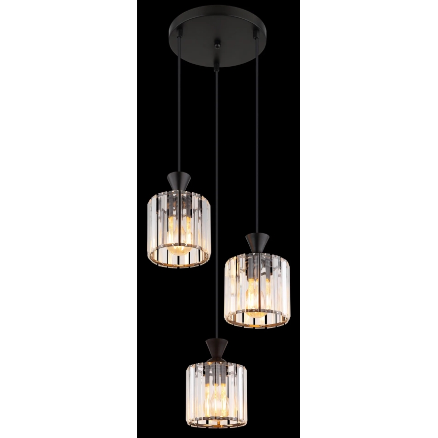 Globo - Lestenec na vrvici 3xE27/60W/230V pr. 32 cm črna