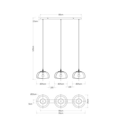 Globo - Lestenec na vrvici 3xE14/40W/230V