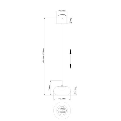 Globo - LED Lestenec na vrvici LED/6W/230V črna
