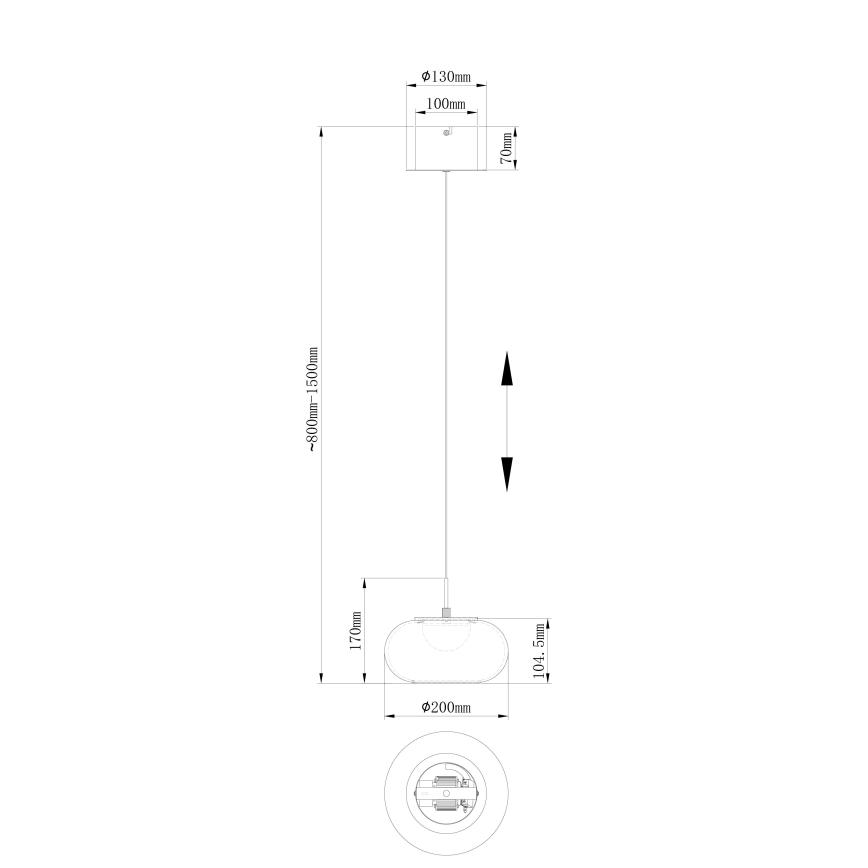 Globo - LED Lestenec na vrvici LED/6W/230V črna