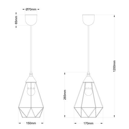 Globo - Lestenec na vrvici 1xE27/60W/230V pr. 17 cm
