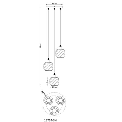 Globo - Lestenec na vrvici 3xE27/25W/230V