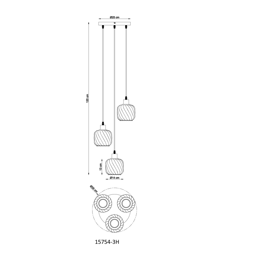 Globo - Lestenec na vrvici 3xE27/25W/230V