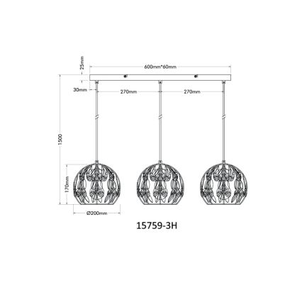 Globo - Lestenec na vrvici 3xE27/40W/230V