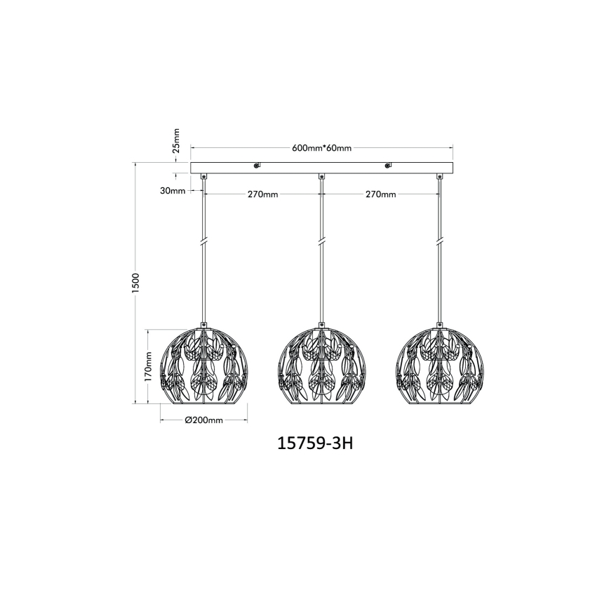 Globo - Lestenec na vrvici 3xE27/40W/230V