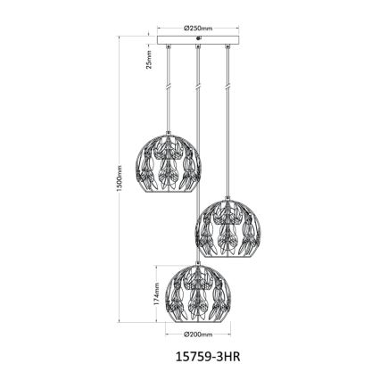 Globo - Lestenec na vrvici 3xE27/40W/230V pr. 41 cm