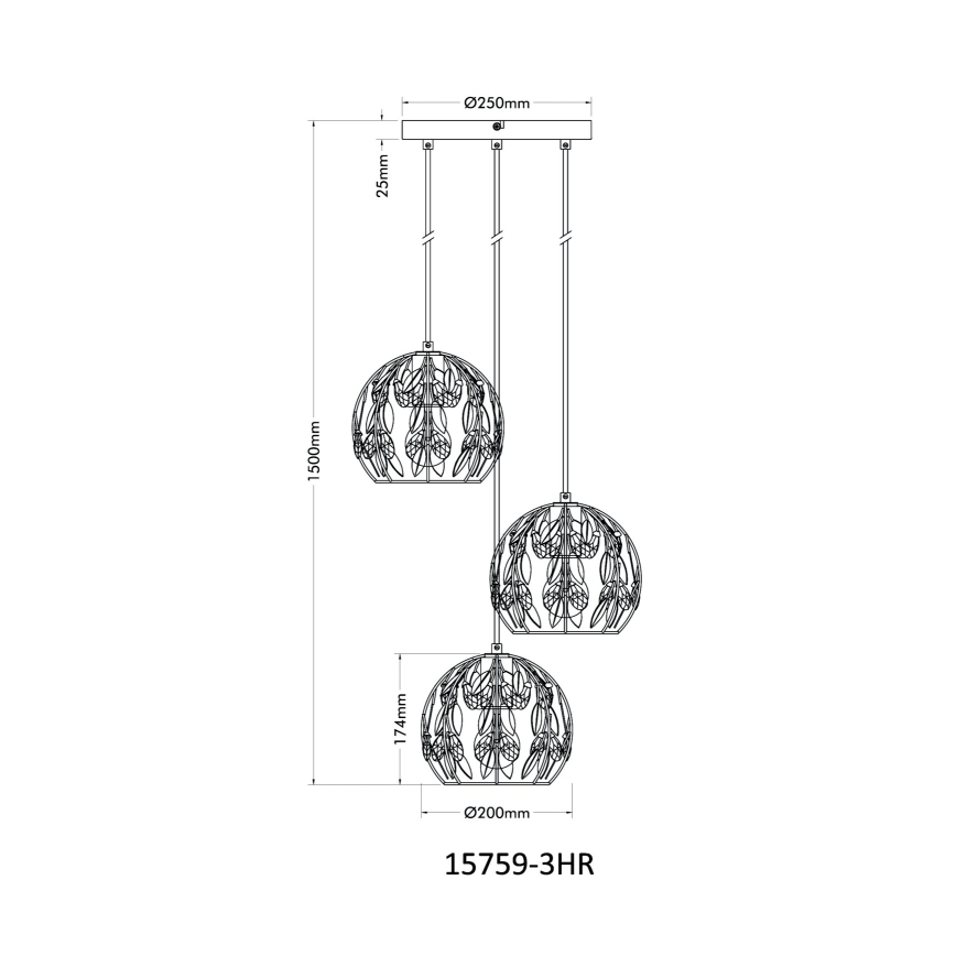 Globo - Lestenec na vrvici 3xE27/40W/230V pr. 41 cm