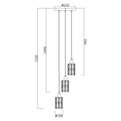 Globo - Kristalni lestenec na vrvici 3xE14/40W/230V