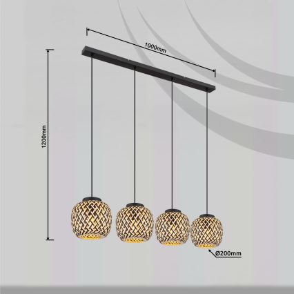 Globo 15766-4H - Lestenec na vrvici COLLY 4xE27/15W/230V