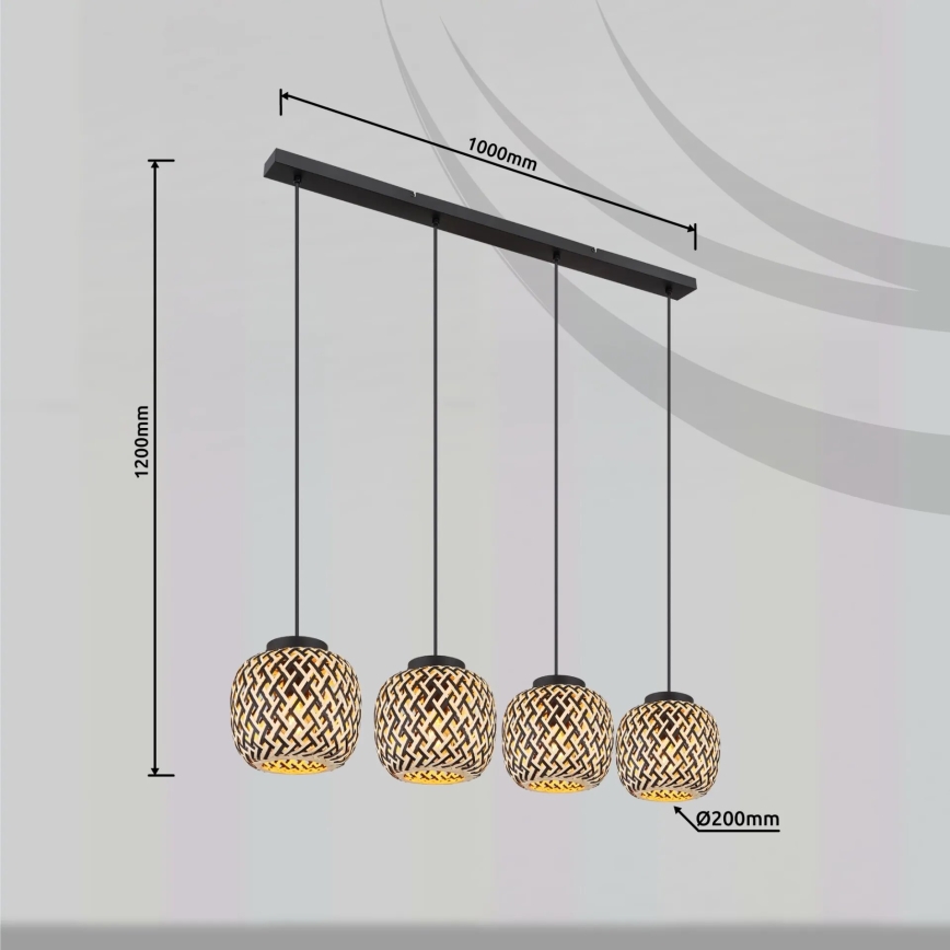 Globo 15766-4H - Lestenec na vrvici COLLY 4xE27/15W/230V