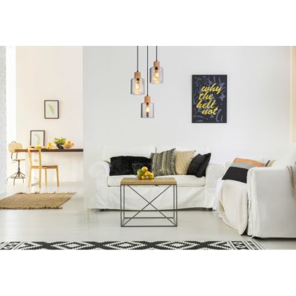 Globo - Lestenec na vrvici 3xE27/25W/230V črna pr. 30 cm