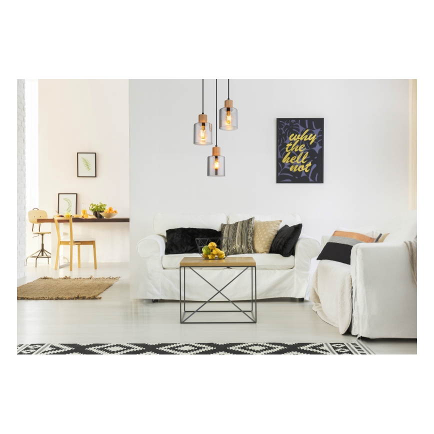 Globo - Lestenec na vrvici 3xE27/25W/230V črna pr. 30 cm