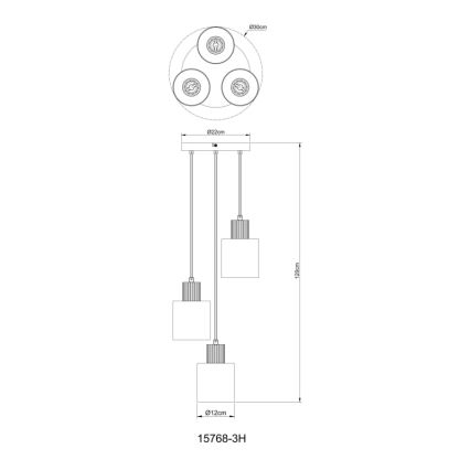 Globo - Lestenec na vrvici 3xE27/25W/230V črna pr. 30 cm