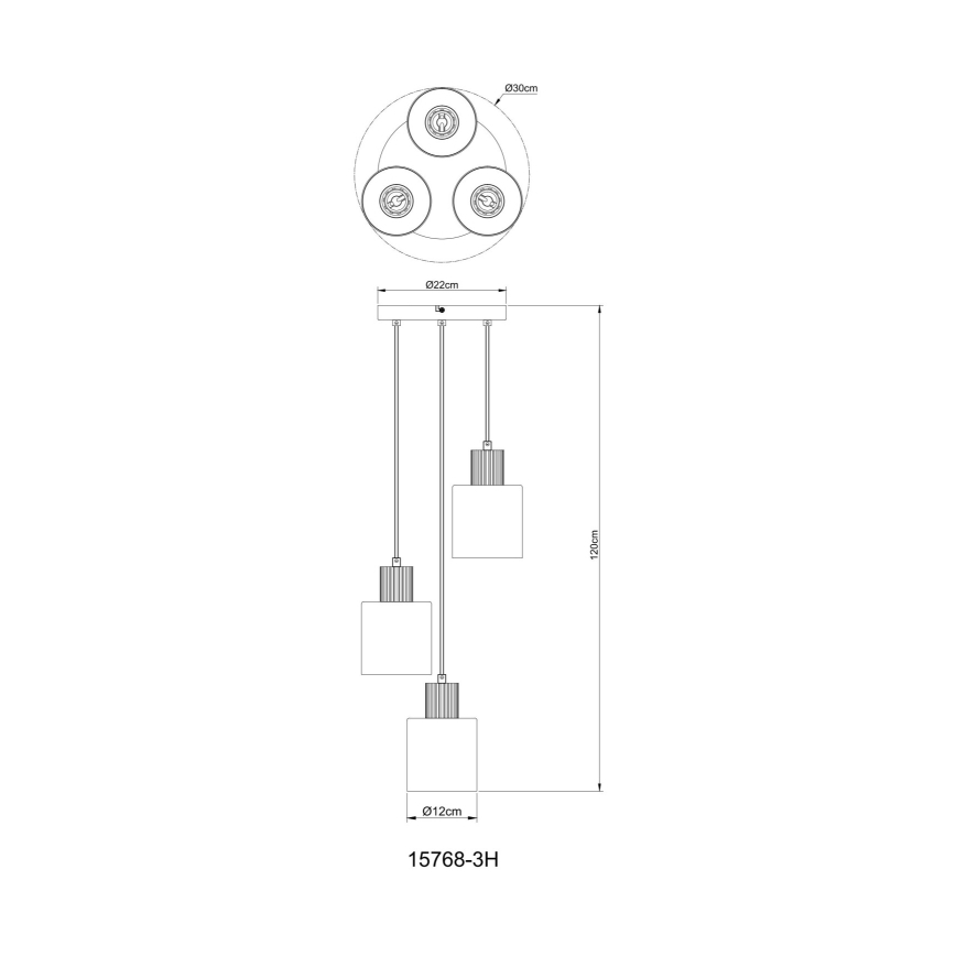 Globo - Lestenec na vrvici 3xE27/25W/230V črna pr. 30 cm